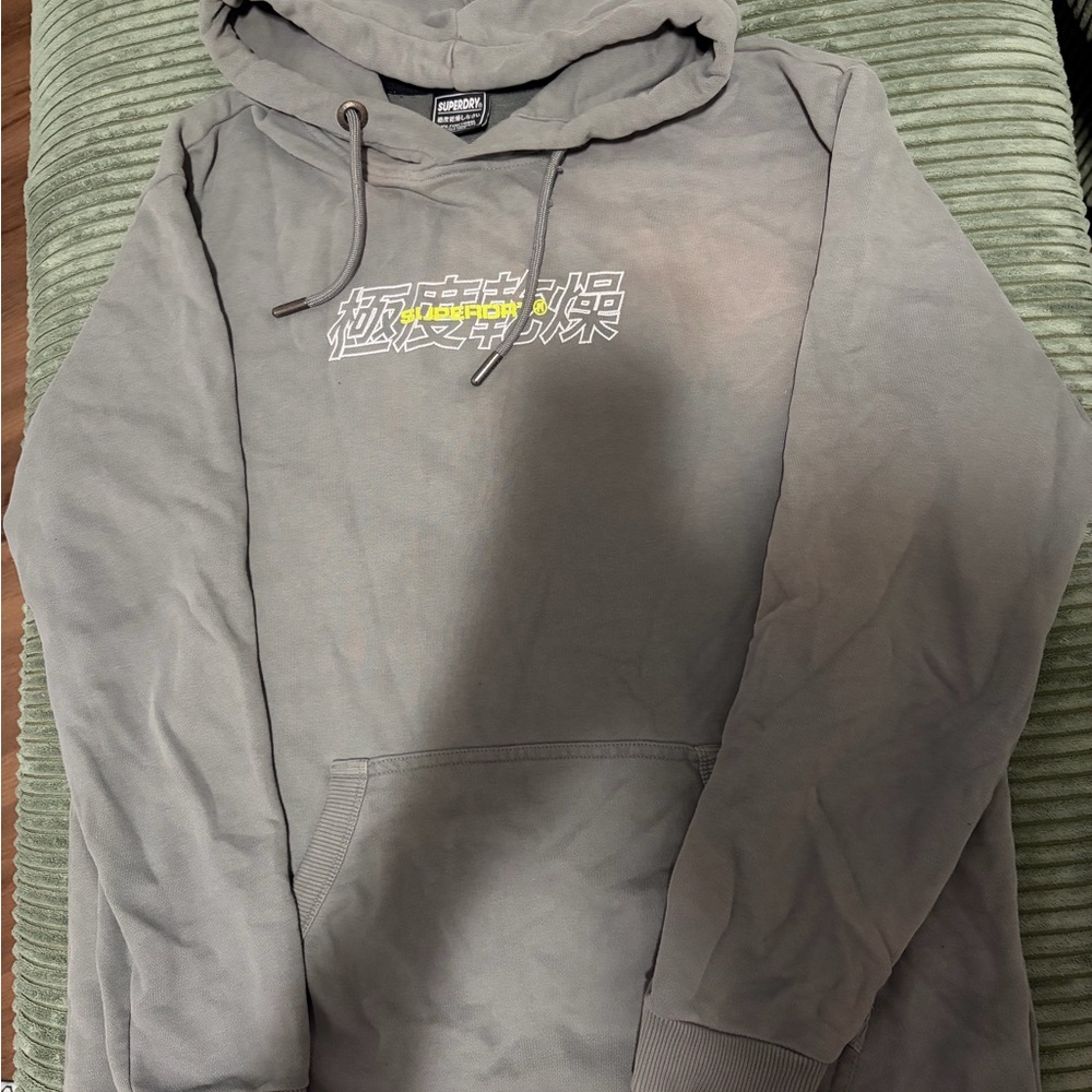 Superdry Gray Hoodie with White and Yellow Accents